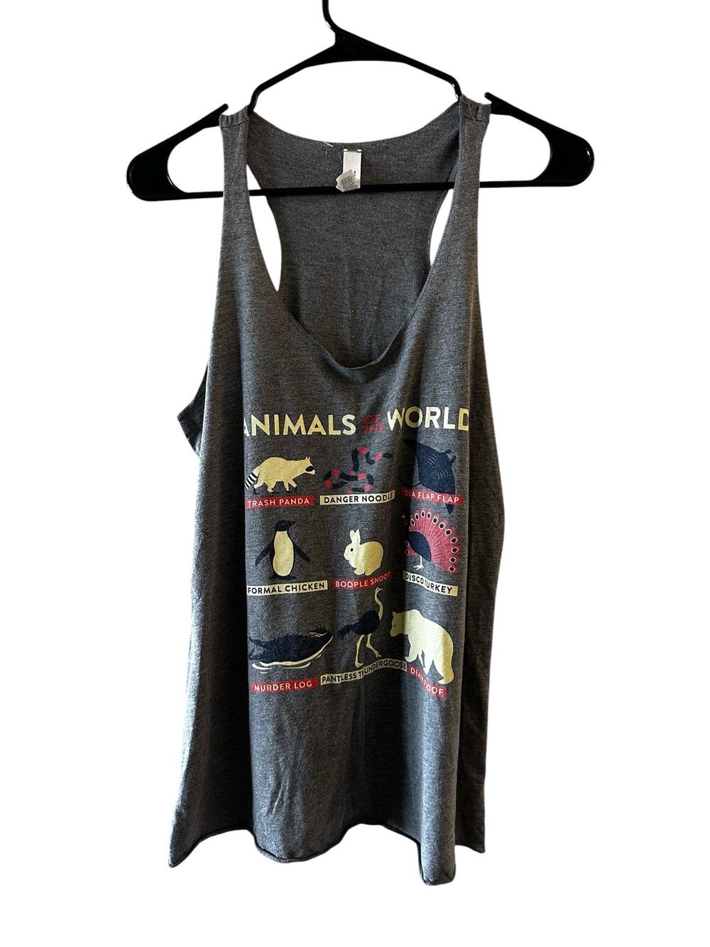 Bella + Canvas Gray Animals of the World Lightweight Tank Top Women Sz L